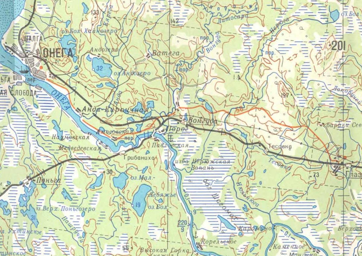 Карта онежского района подробная со спутника